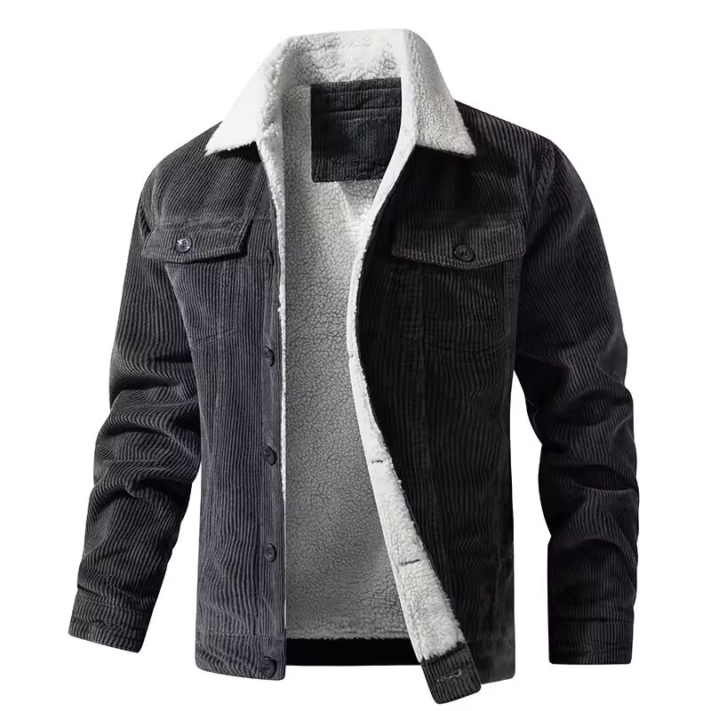 Winter men's coat: A loose, retro pure cotton cotton-padded jacket with velvet corduroy and a warm cotton-padded jacket