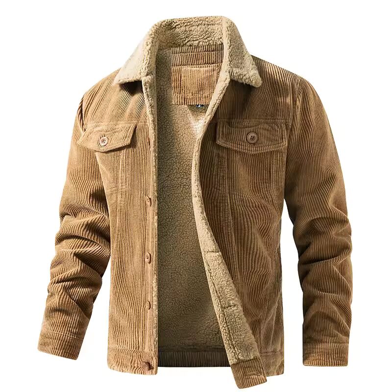 Winter men's coat: A loose, retro pure cotton cotton-padded jacket with velvet corduroy and a warm cotton-padded jacket