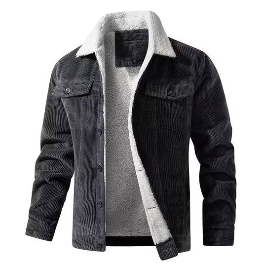 Winter men's coat: A loose, retro pure cotton cotton-padded jacket with velvet corduroy and a warm cotton-padded jacket